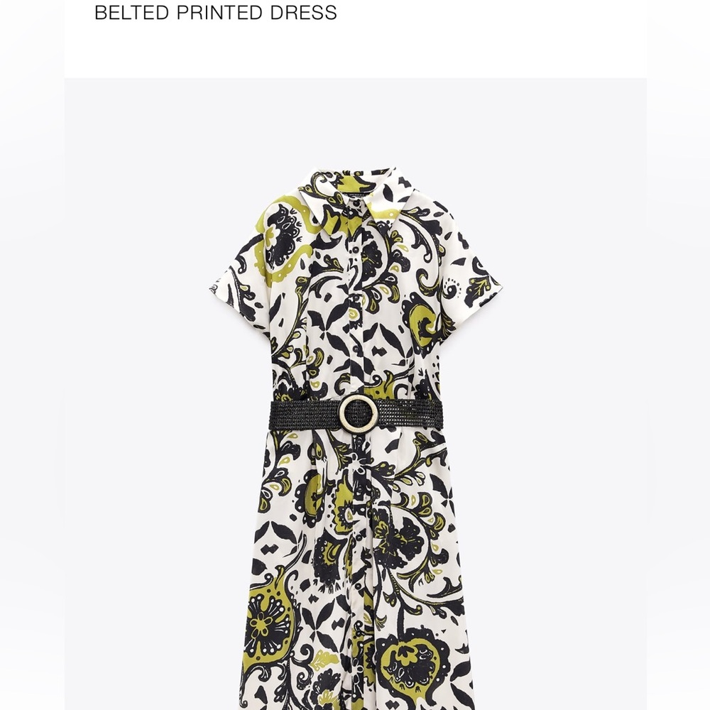 Zara Belted printed dress size L worn once